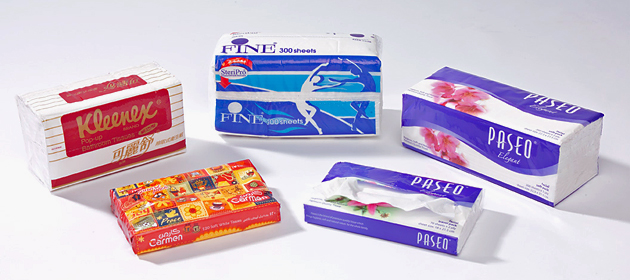 Wrapping machines for facial tissues